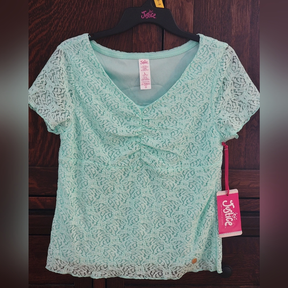 Justice Light Blue Lace Blouse